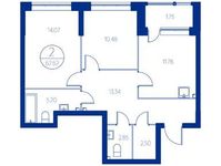 Планировка 2-комнатной квартиры, 65 м2