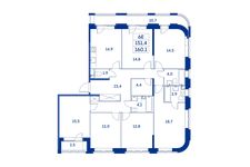 Планировка 6-комнатной квартиры, 151,4 м2