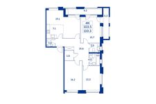Планировка 4-комнатной квартиры, 103,5 м2