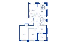 Планировка 4-комнатной квартиры, 100,9 м2