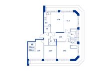 Планировка 4-комнатной квартиры, 116,4 м2
