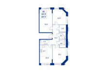 Планировка 4-комнатной квартиры, 89,9 м2