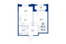Планировка 2-комнатной квартиры, 40,2 м2