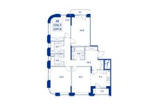 Планировка 4-комнатной квартиры, 106,5 м2