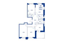 Планировка 4-комнатной квартиры, 98,6 м2