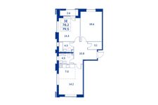 Планировка 3-комнатной квартиры, 78,2 м2