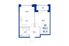 Планировка 2-комнатной квартиры, 40,2 м2