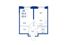 Планировка 2-комнатной квартиры, 41,4 м2