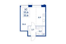 Планировка квартиры студии, 33,6 м2