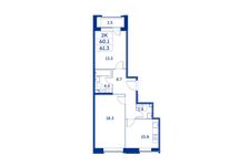 Планировка 2-комнатной квартиры, 60,1 м2