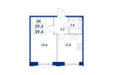 Планировка 1-комнатной квартиры, 39,4 м2