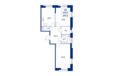 Планировка 2-комнатной квартиры, 69,5 м2