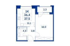 Планировка 1-комнатной квартиры, 36,4 м2