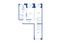 Планировка 3-комнатной квартиры, 86 м2