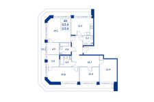 Планировка 4-комнатной квартиры, 113,6 м2