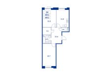 Планировка 2-комнатной квартиры, 68,1 м2