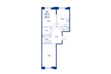 Планировка 2-комнатной квартиры, 69,3 м2