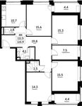 Планировка 4-комнатной квартиры, 111,5 м2