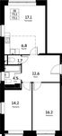 Планировка 3-комнатной квартиры, 73,1 м2