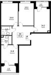 Планировка 3-комнатной квартиры, 77,3 м2