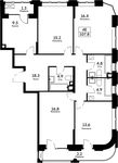 Планировка 4-комнатной квартиры, 107,8 м2
