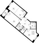 Планировка 3-комнатной квартиры, 77,1 м2