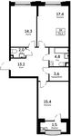Планировка 2-комнатной квартиры, 72,2 м2