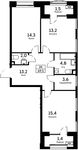 Планировка 2-комнатной квартиры, 69,5 м2