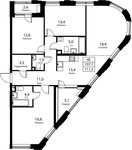 Планировка 4-комнатной квартиры, 107,6 м2