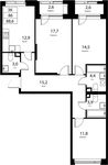 Планировка 3-комнатной квартиры, 86 м2
