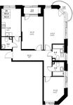 Планировка 3-комнатной квартиры, 88,6 м2