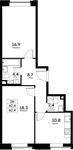 Планировка 2-комнатной квартиры, 62,4 м2