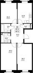 Планировка 3-комнатной квартиры, 87,2 м2