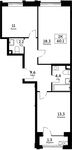 Планировка 2-комнатной квартиры, 60,1 м2