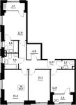 Планировка 3-комнатной квартиры, 85,7 м2