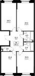 Планировка 3-комнатной квартиры, 87,2 м2