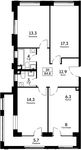 Планировка 3-комнатной квартиры, 84,8 м2