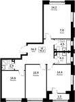 Планировка 4-комнатной квартиры, 95,4 м2
