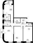 Планировка 4-комнатной квартиры, 98,7 м2