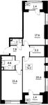 Планировка 2-комнатной квартиры, 74,3 м2
