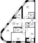 Планировка 4-комнатной квартиры, 107,6 м2