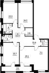 Планировка 4-комнатной квартиры, 101,9 м2