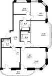 Планировка 4-комнатной квартиры, 121,1 м2