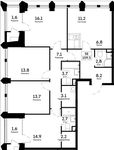 Планировка 5-комнатной квартиры, 109,5 м2
