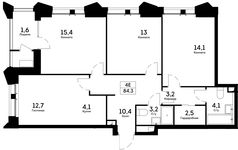 Планировка 4-комнатной квартиры, 84,3 м2