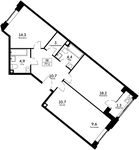Планировка 3-комнатной квартиры, 77,1 м2