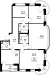 Планировка 4-комнатной квартиры, 117,7 м2