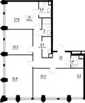 Планировка 4-комнатной квартиры, 104,1 м2