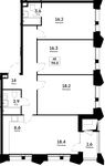 Планировка 4-комнатной квартиры, 98,8 м2