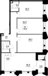 Планировка 4-комнатной квартиры, 98,8 м2
